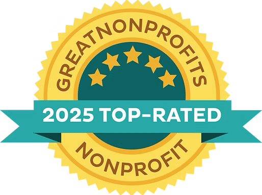 Logo that reads "2025 To-Rated Greatnonprofits Nonprofit"